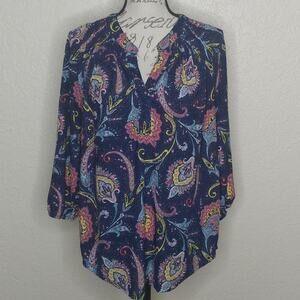 Cathy Daniels Multicolored Floral Paisley Top Size M